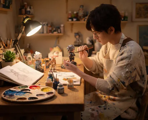 Artist sketching figurine