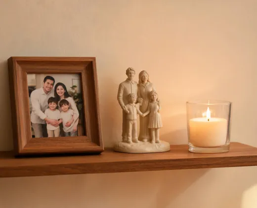 Family figurine shelf